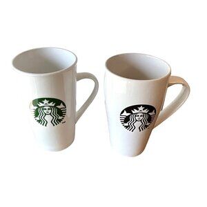 Starbucks Set/2 Mugs Cups Traditional Green 16oz‎ and a Black Logo 18oz No Chips